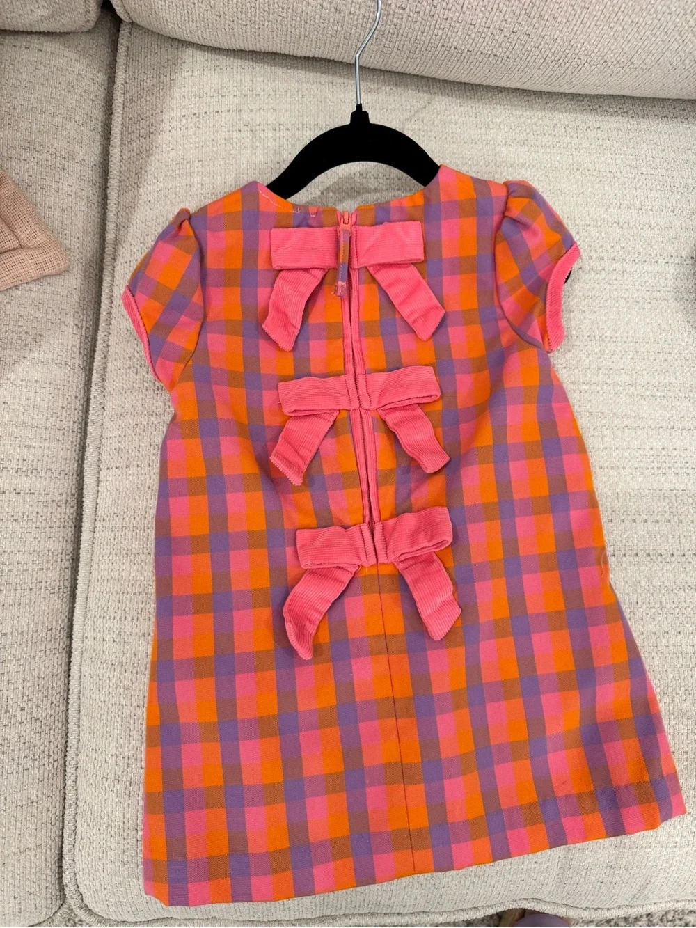 TBBC - Betts Bow Dress in Autumn Plaid Pink Orange Purple